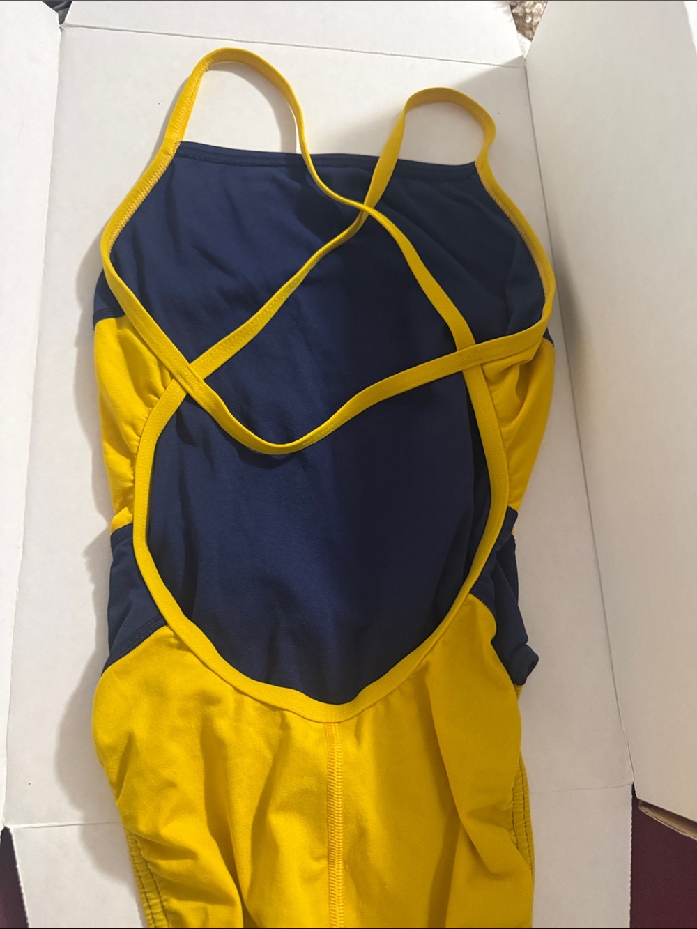 Speedo Navy Blue and Yellow One-Piece Swimsuit - Picture 4 of 4